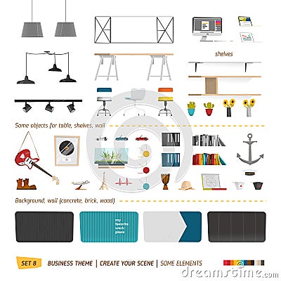 Some office furniture Vector Illustration