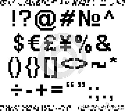 Some pixel font symbols set Vector Illustration