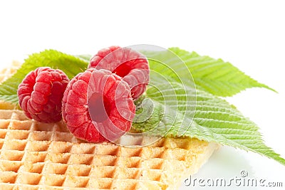 Some ripe delicious raspberries Stock Photo