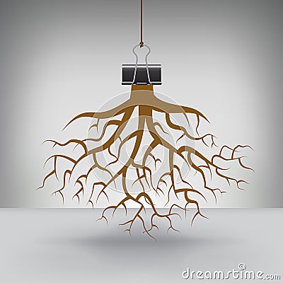 Some Roots Hung by a Binder Clip Vector Illustration