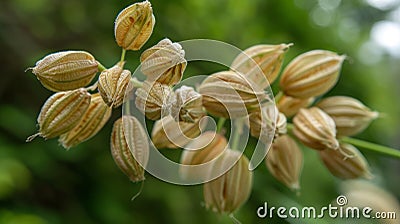 Some of the seeds have a slight curve to them resembling a tiny primitive boat Stock Photo