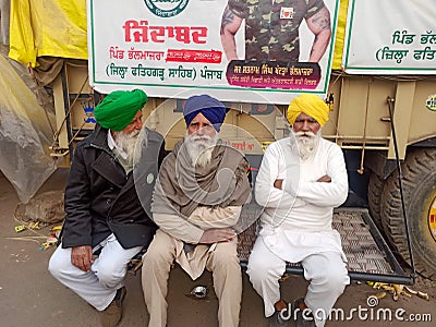 Sikh farmers are striking a pose for a group photograph Editorial Stock Photo