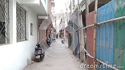 Some small street of India and incomplete house Editorial Stock Photo