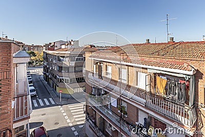 Some streets of low-rise residential buildings Stock Photo