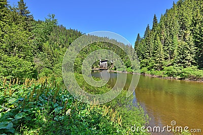 Landscape of the Maguri-Racatau dam on the Somesul Rece river, Romania.. Stock Photo