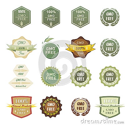 Some Various Labels GMO Free Vector Illustration