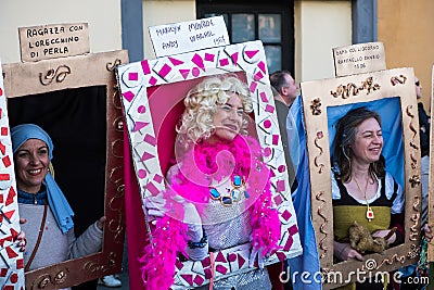 Some women are disguised as famous paintings Editorial Stock Photo