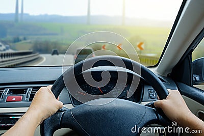 Someone driving a car. Stock Photo