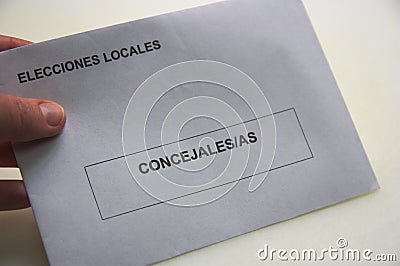 A white envelope to vote in local elections Stock Photo