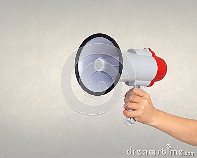 Someone with a Megaphone for proclaiming something Stock Photo