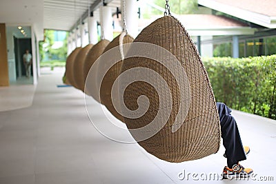 Someone sit in basket Stock Photo