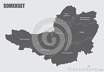 Somerset county administrative map Vector Illustration