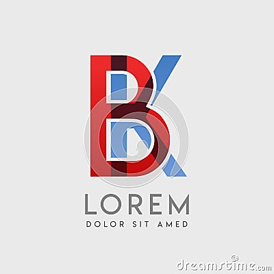 BK logo letters with blue and red gradation Vector Illustration