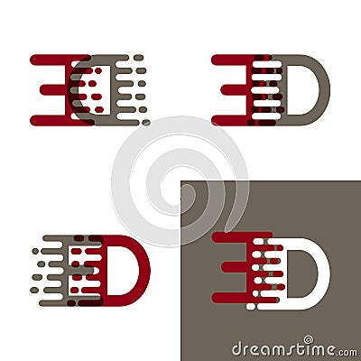 ED letters logo with accent speed in drak red and gray Vector Illustration