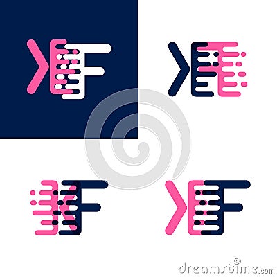 FK letters logo with accent speed in pink and drak purple Vector Illustration