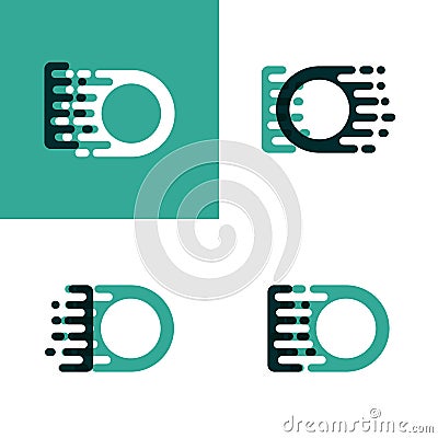 IO letters logo with accent speed in light green and dark green Vector Illustration