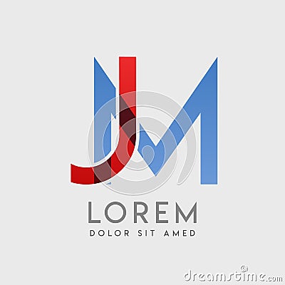 JM logo letters with blue and red gradation Vector Illustration