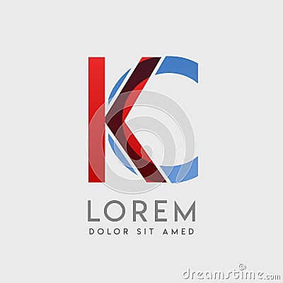 KC logo letters with blue and red gradation Vector Illustration