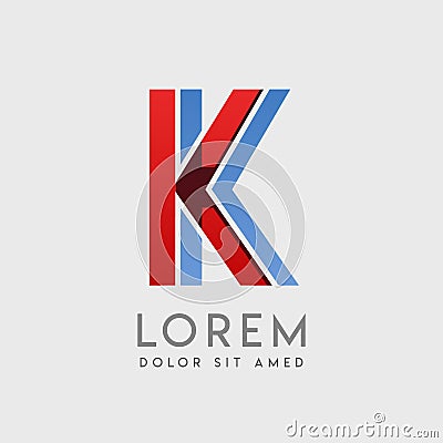 KK logo letters with blue and red gradation Vector Illustration