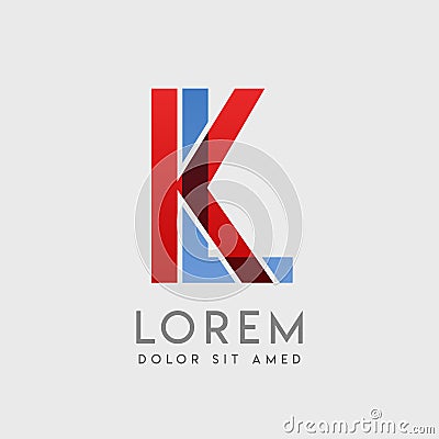 KL logo letters with blue and red gradation Vector Illustration