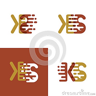 KS letters logo with accent speed in light brown and dark brown Vector Illustration