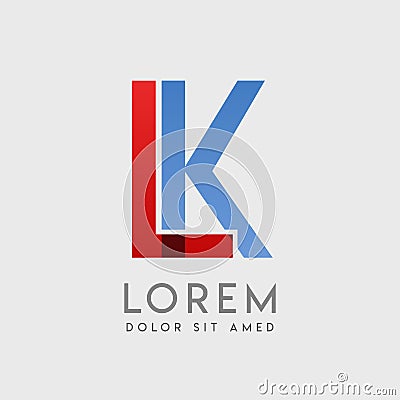 LK logo letters with blue and red gradation Vector Illustration