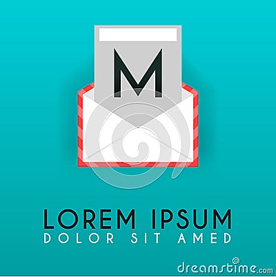 M flat mail, email logo design, M logo latter idea inspiration Vector Illustration