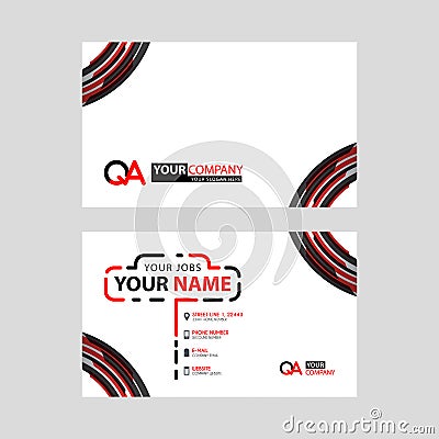 Modern simple horizontal design business cards. with QA Logo inside and transparent red black color. Vector Illustration