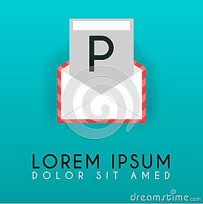 P flat mail, email logo design, P logo latter idea inspiration Vector Illustration