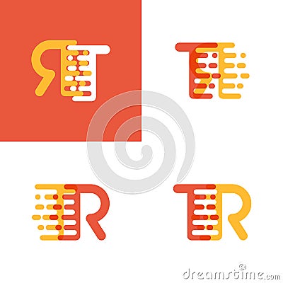 TR letters logo with accent speed soft orange and yellow Vector Illustration