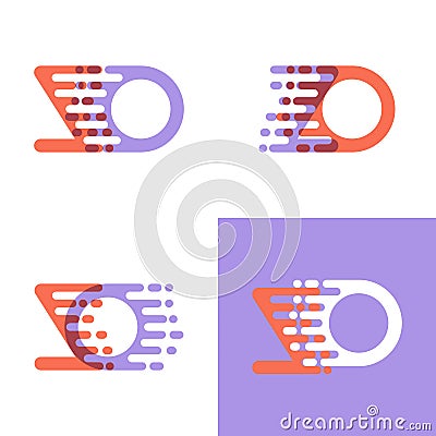 ZO letters logo with accent speed orange and lavender Vector Illustration