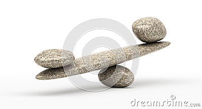 Something Weighty: Pebble stability scales Stock Photo