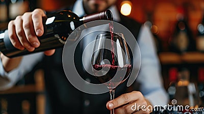 Expert sommelier savors the art of wine, precision in each pour, Ai Generated Stock Photo