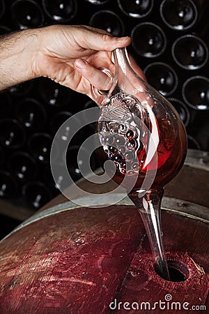 Sommelier sampling red wine Stock Photo