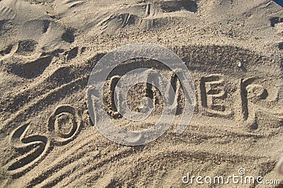 Sommer written in sand Stock Photo