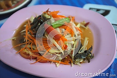 Somtam - Thai papaya salad , thai food Stock Photo