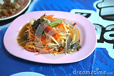 Somtam - Thai papaya salad , thai food Stock Photo