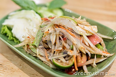 Somtum: delicious and tradition Thai foods vegetarian food Stock Photo