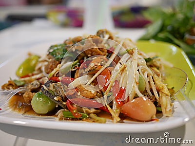 Somtum food for Thai people. Stock Photo