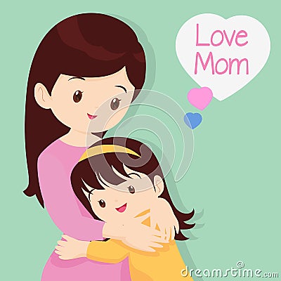 Son Hugging His Mother Vector Illustration