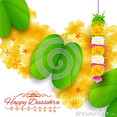 Sona patta for wishing Happy Dussehra Vector Illustration