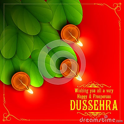 Sona patta for wishing Happy Dussehra Vector Illustration