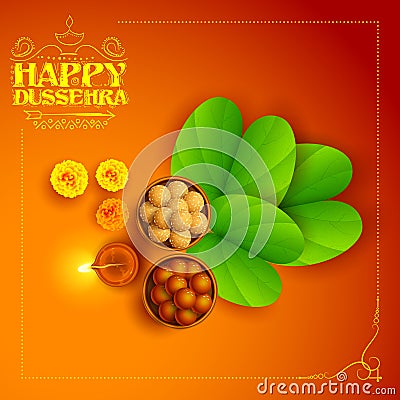 Sona patta for wishing Happy Dussehra Vector Illustration