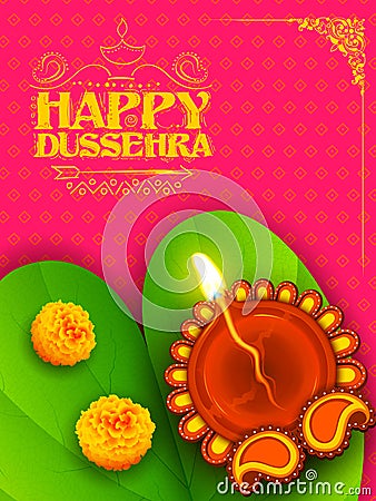 Sona patta for wishing Happy Dussehra Vector Illustration