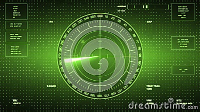 Sonar Screen For Submarines And Ships. Radar Sonar With Object On Map Stock Photo