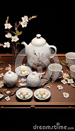 Exquisite Simple Tea Set Stock Photo