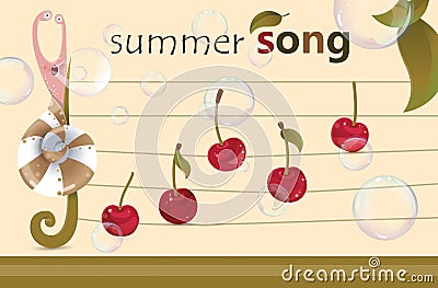 Song of summer - musical fruity background Vector Illustration