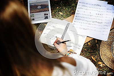 Song Writer Melody Creativity Guitar Musical Instrument Concept Stock Photo