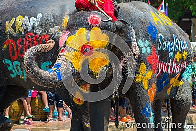 Songkran Festival in Ayudhya Stock Photo