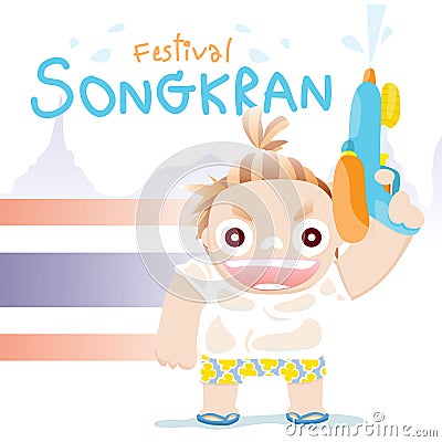 Songkran festival boy Vector Illustration